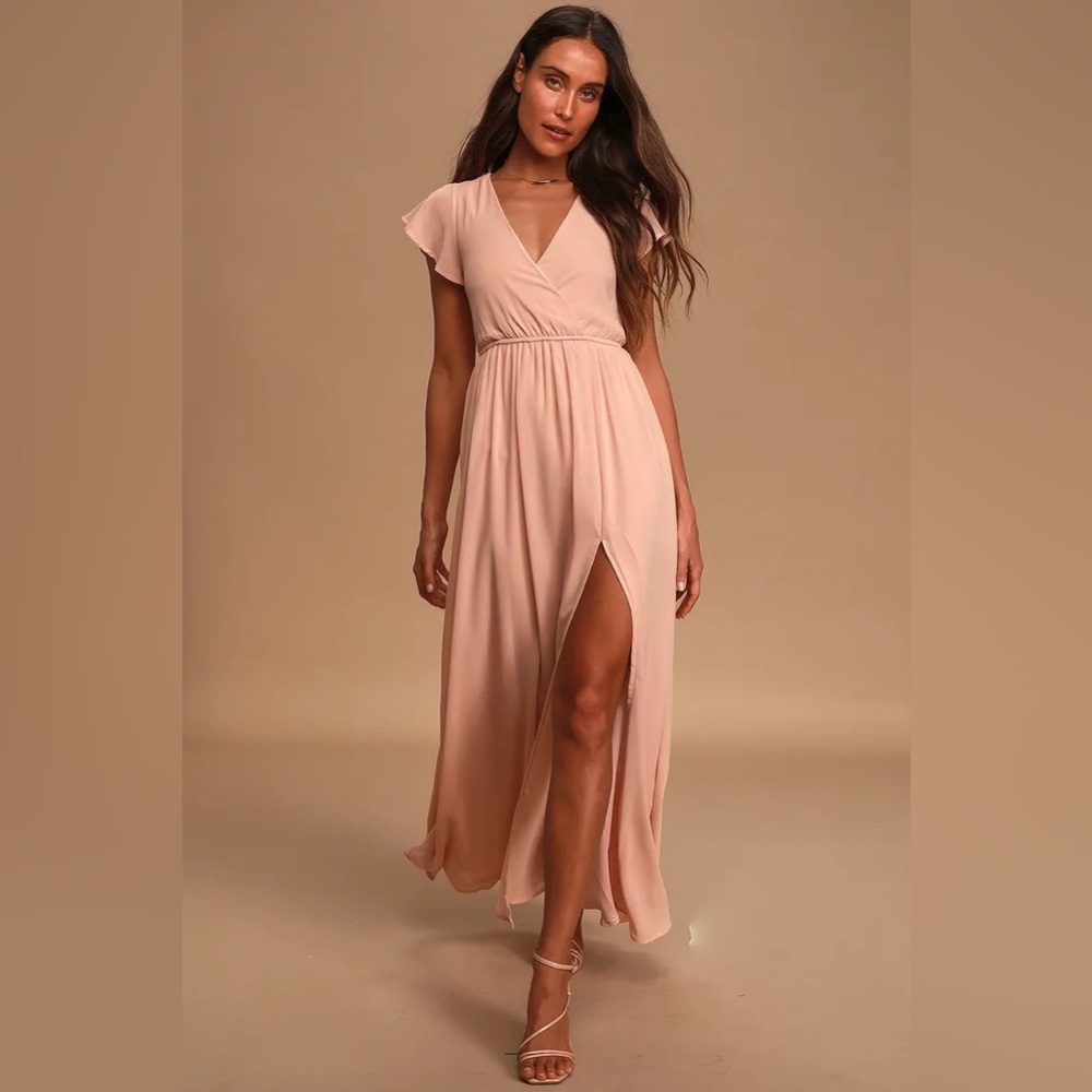 ☺️ Lulu’s Lost in the Moment Blush Maxi Prom / Formal / Bridesmaid Dress ☺️